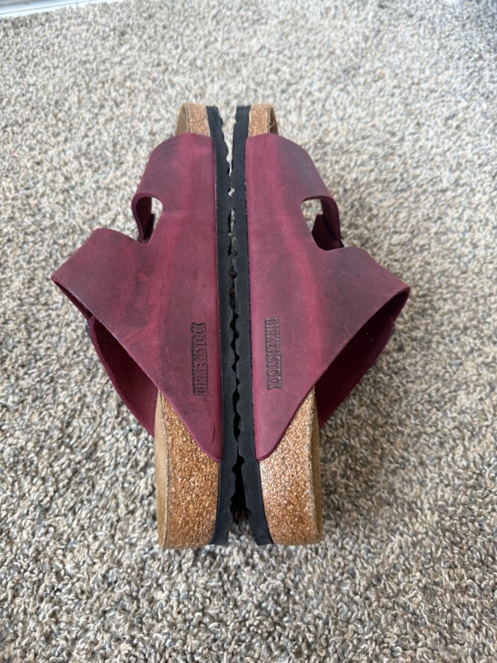Birkenstock Arizona Double Strap Sandals in Burgundy - Picture 3 of 5
